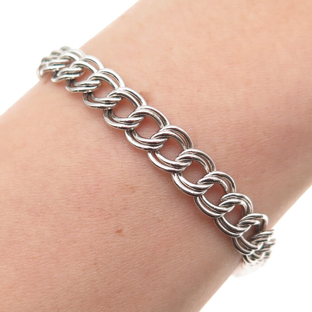 B.A. Ballou 925 Sterling Silver Vintage Double Curb Link Bracelet 7"